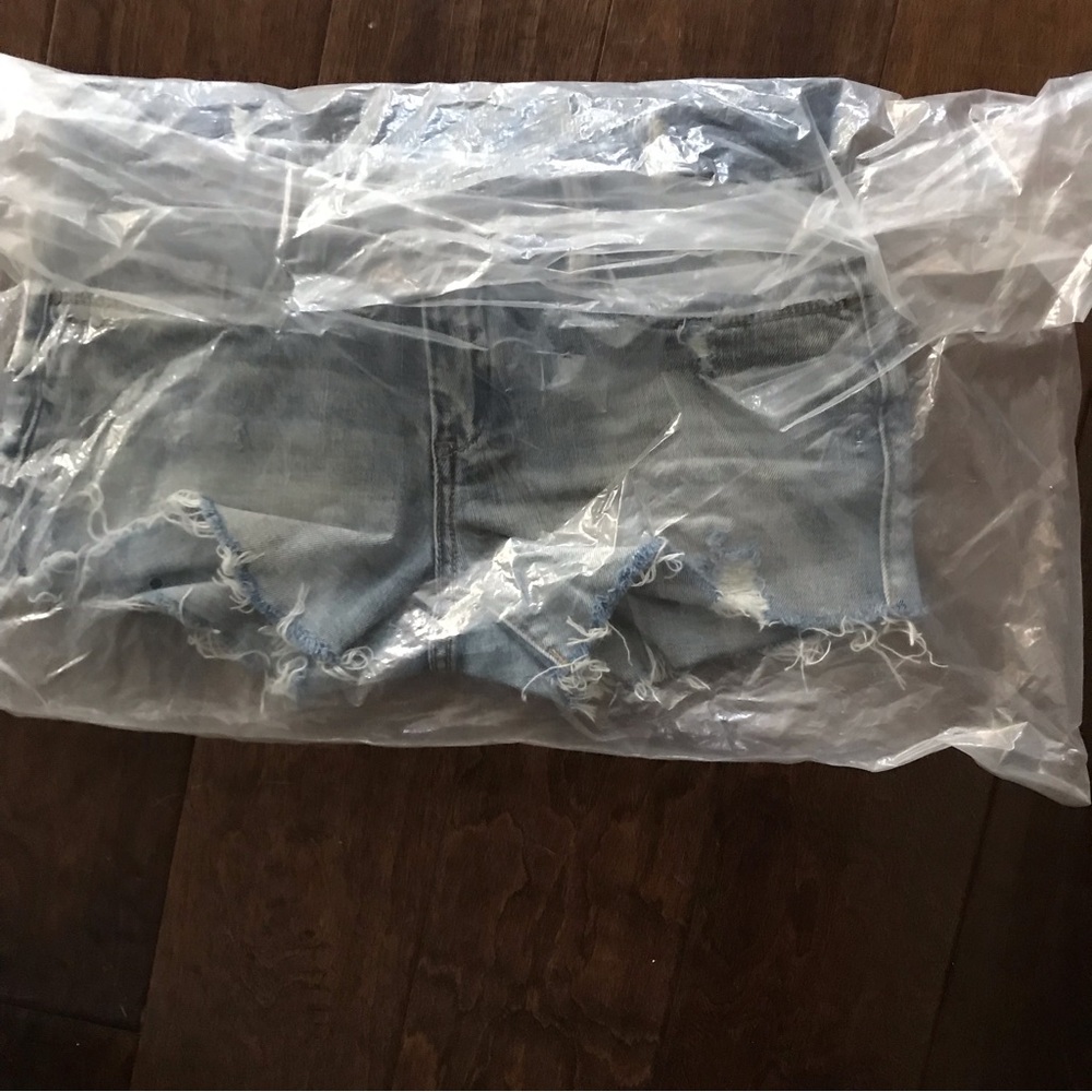 Blank NYC Light Blue Distressed Denim Jean Shorts